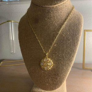 Kendra Scott White and Gold Circular pendant necklace